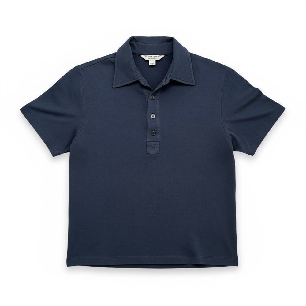 👕 Trina Turk‎ Navy Short Sleeve Polo Shirt – Men’s L